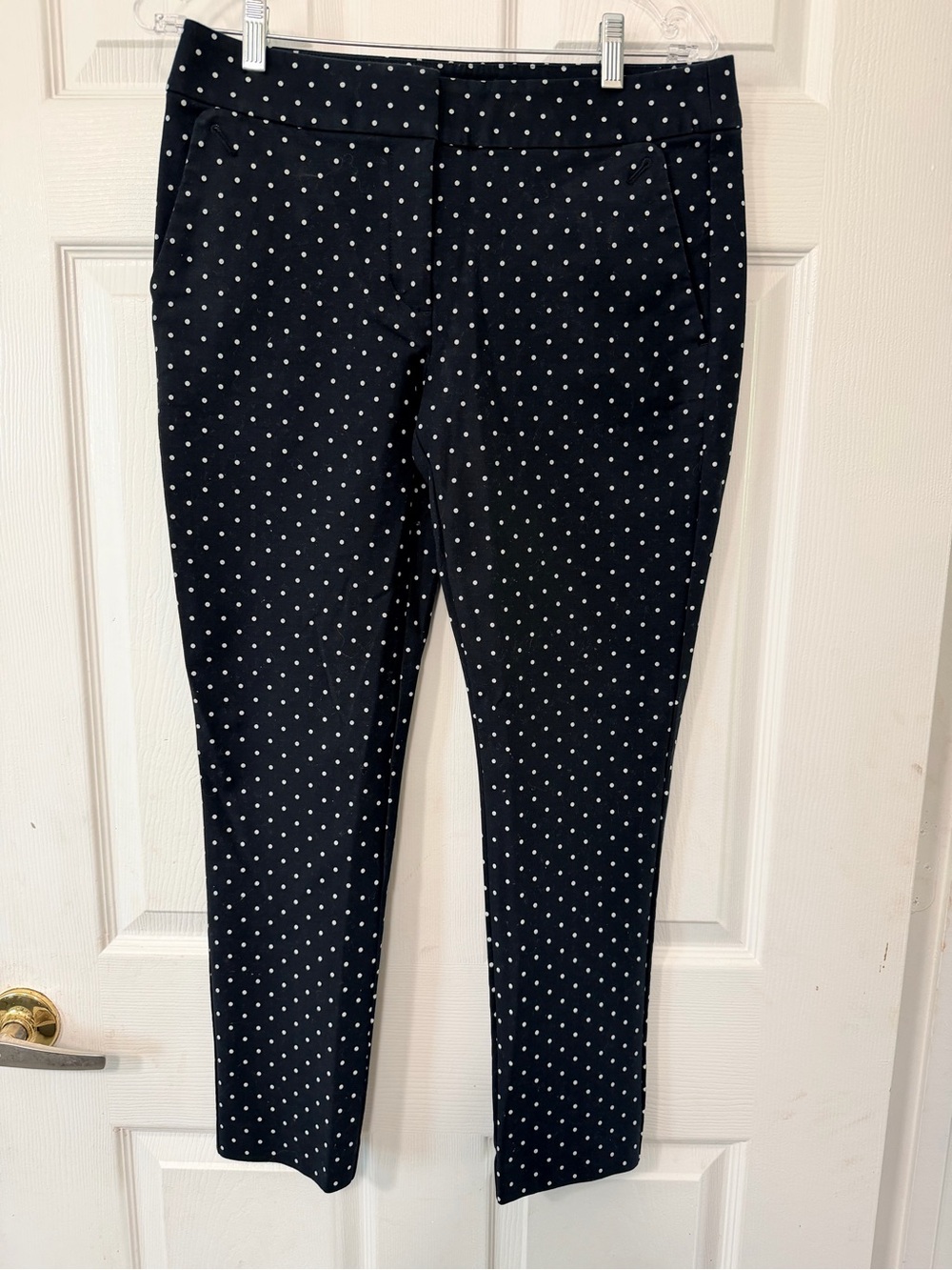 LOFT Navy Polka Dot Boot Cut Pants